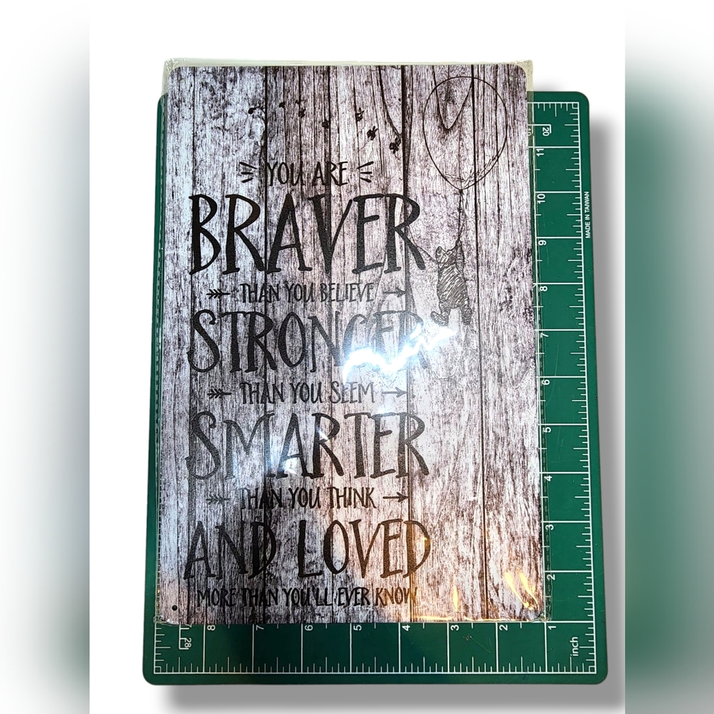 Winnie the Pooh Floating Metal Tin Sign Wall Art 8" x 12" inch Pre-drilled holes